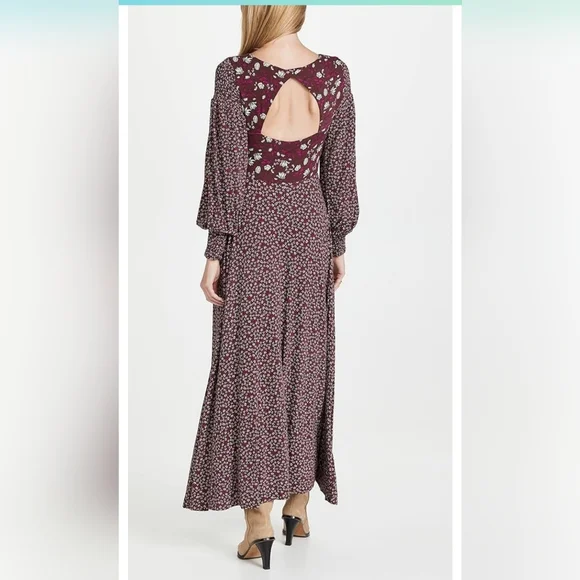 Free People Love Story Maxi Dress Women's Size Large Raisin Purple Multi - Picture 3 of 16